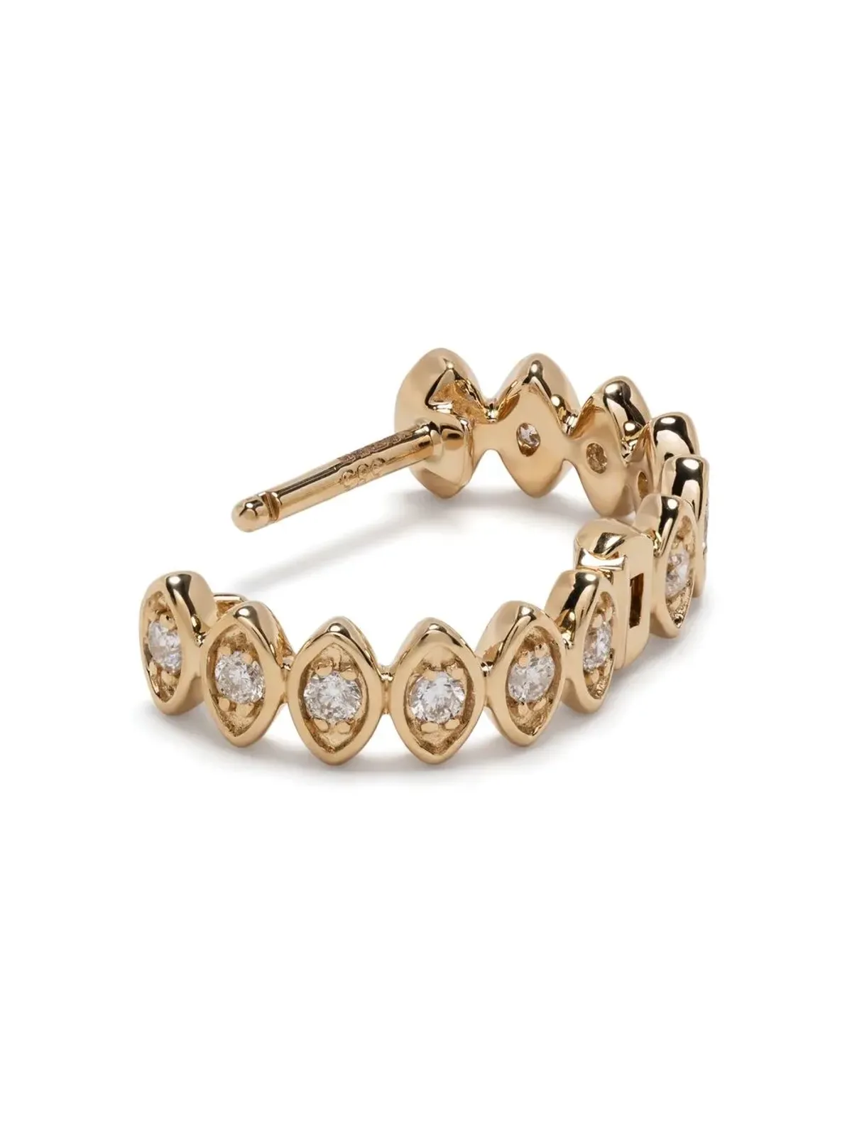 Sydney Evan 14K イエローゴールド エビルアイ ダイヤモンド ハギーホープ イヤリング - 画像4
