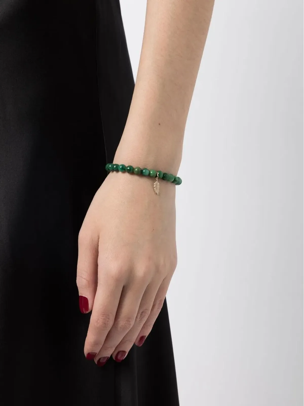 Sydney Evan 14K イエローゴールド ヴァーディット フェザー ビーズ ブレスレット - 画像2