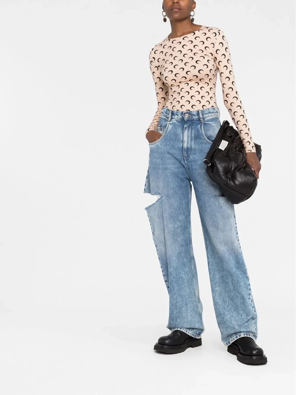 Marine Serre クレセントムーンプリント セカンドスキン・トップ - 画像2