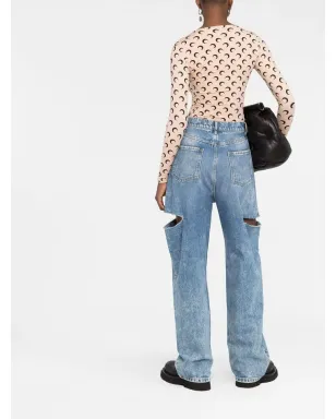 Marine Serre クレセントムーンプリント セカンドスキン・トップ - サムネイル4