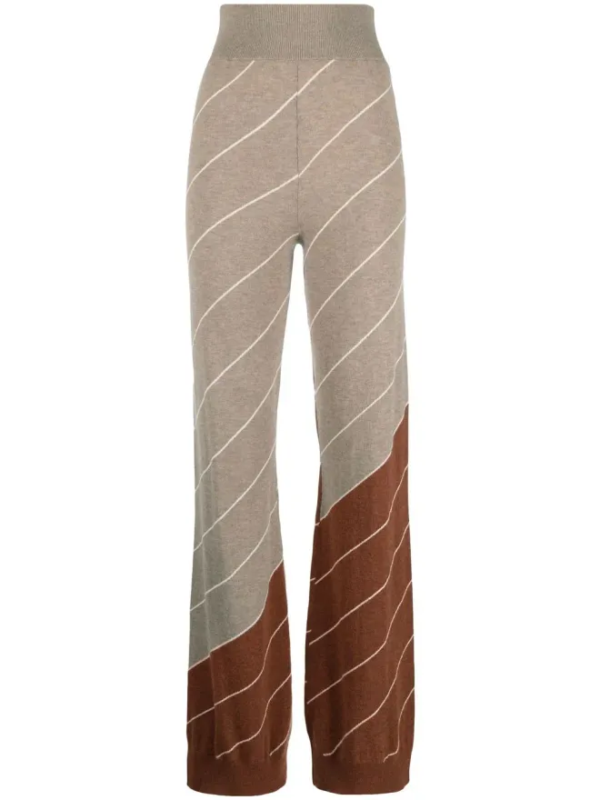 Stella McCartney Stella McCartney ダイアゴナルストライプ ウール フレアパンツ - Neutralsの商品画像