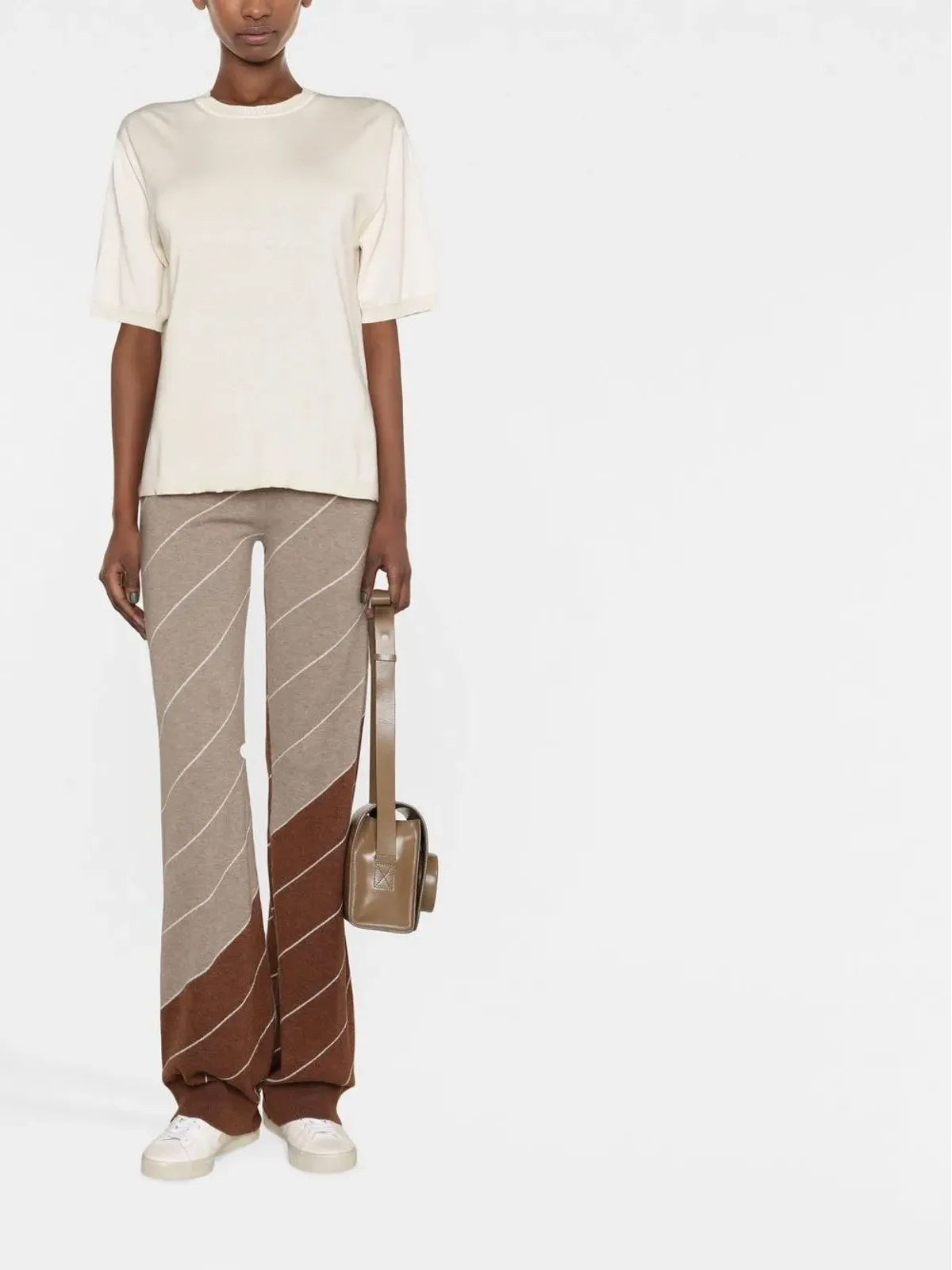 Stella McCartney ダイアゴナルストライプ ウール フレアパンツ - Neutrals - 画像2