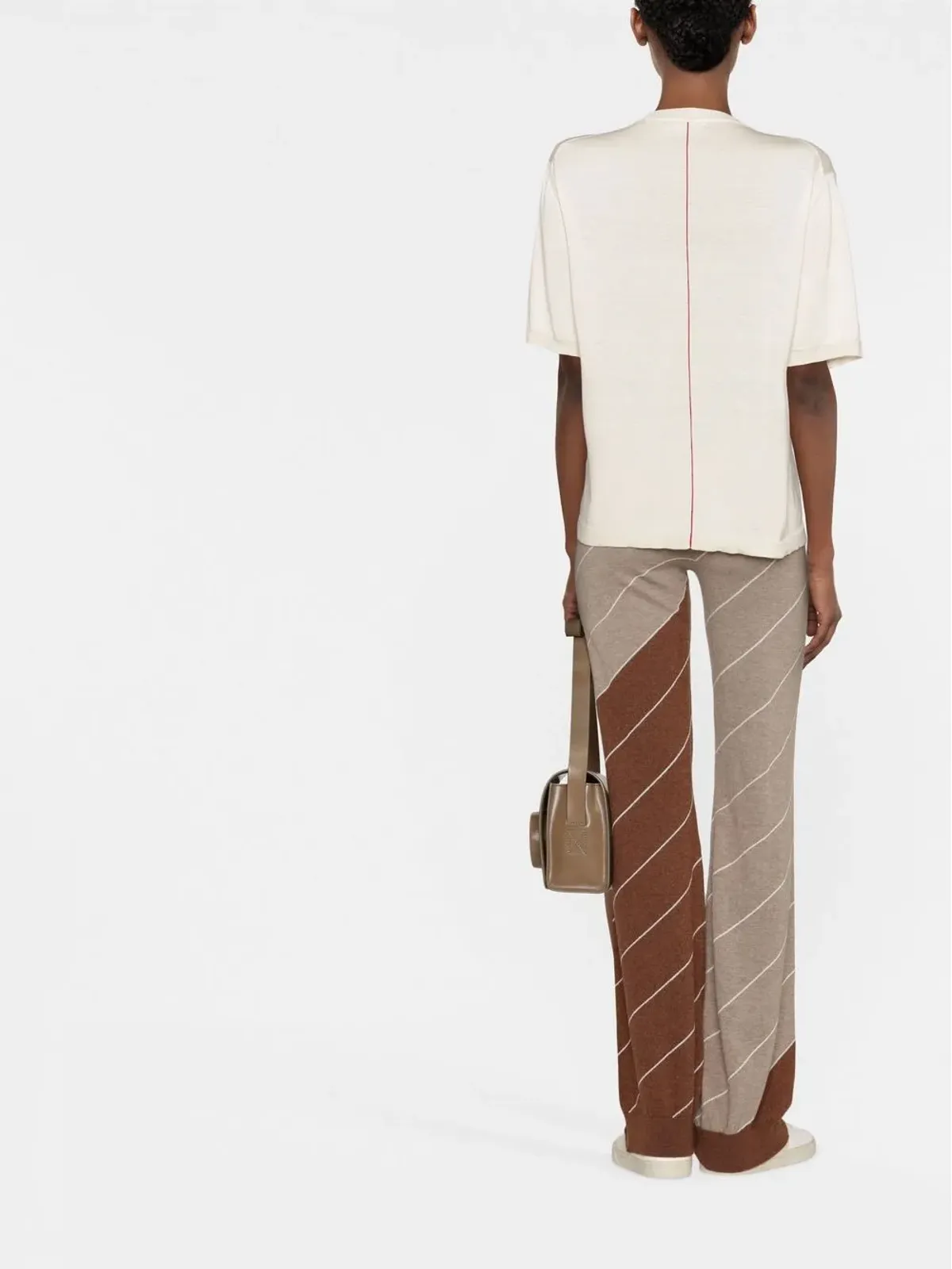 Stella McCartney ダイアゴナルストライプ ウール フレアパンツ - Neutrals - 画像3