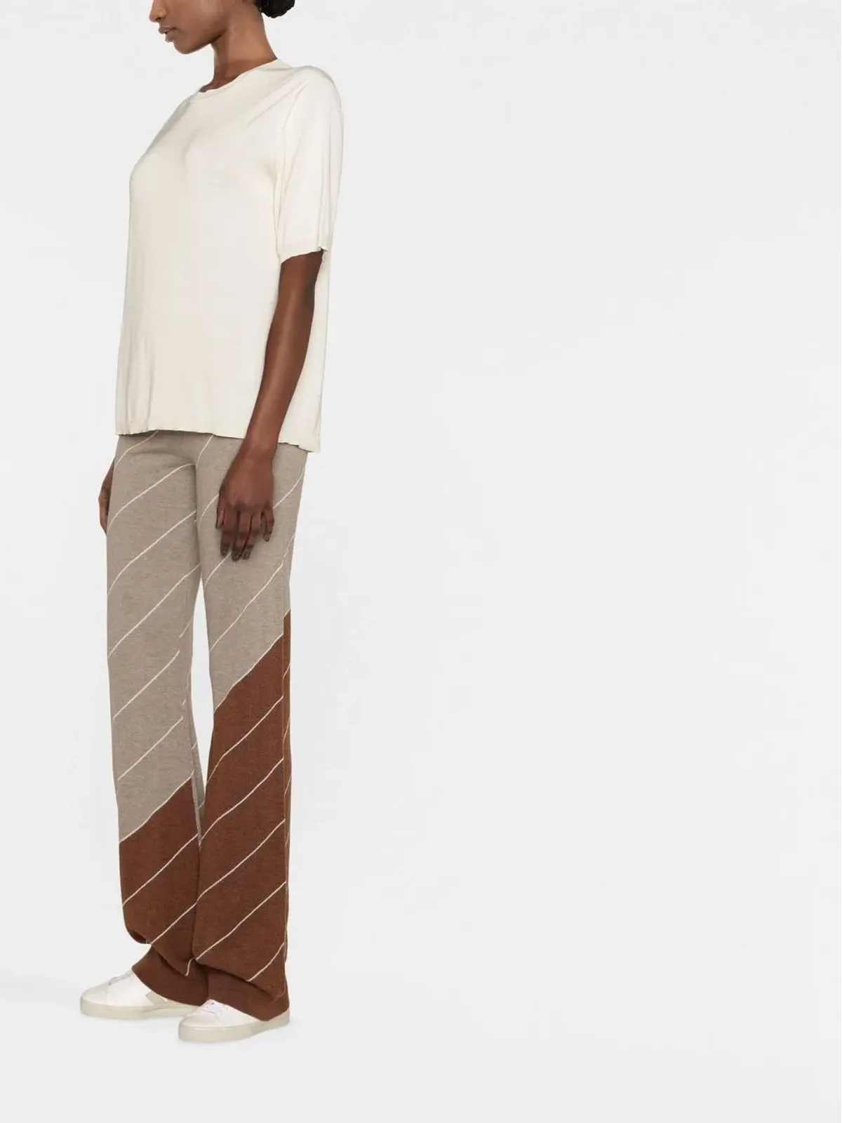 Stella McCartney ダイアゴナルストライプ ウール フレアパンツ - Neutrals - 画像4