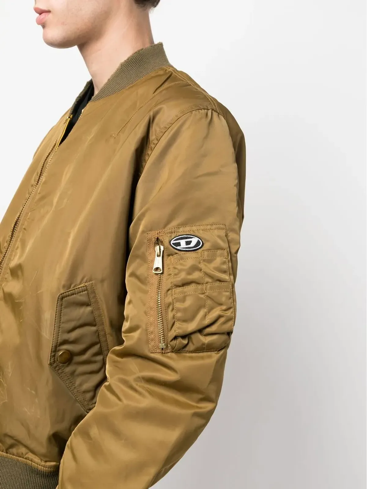 Diesel ロゴパッチ ジップフロントジャケット グリーン - 画像5