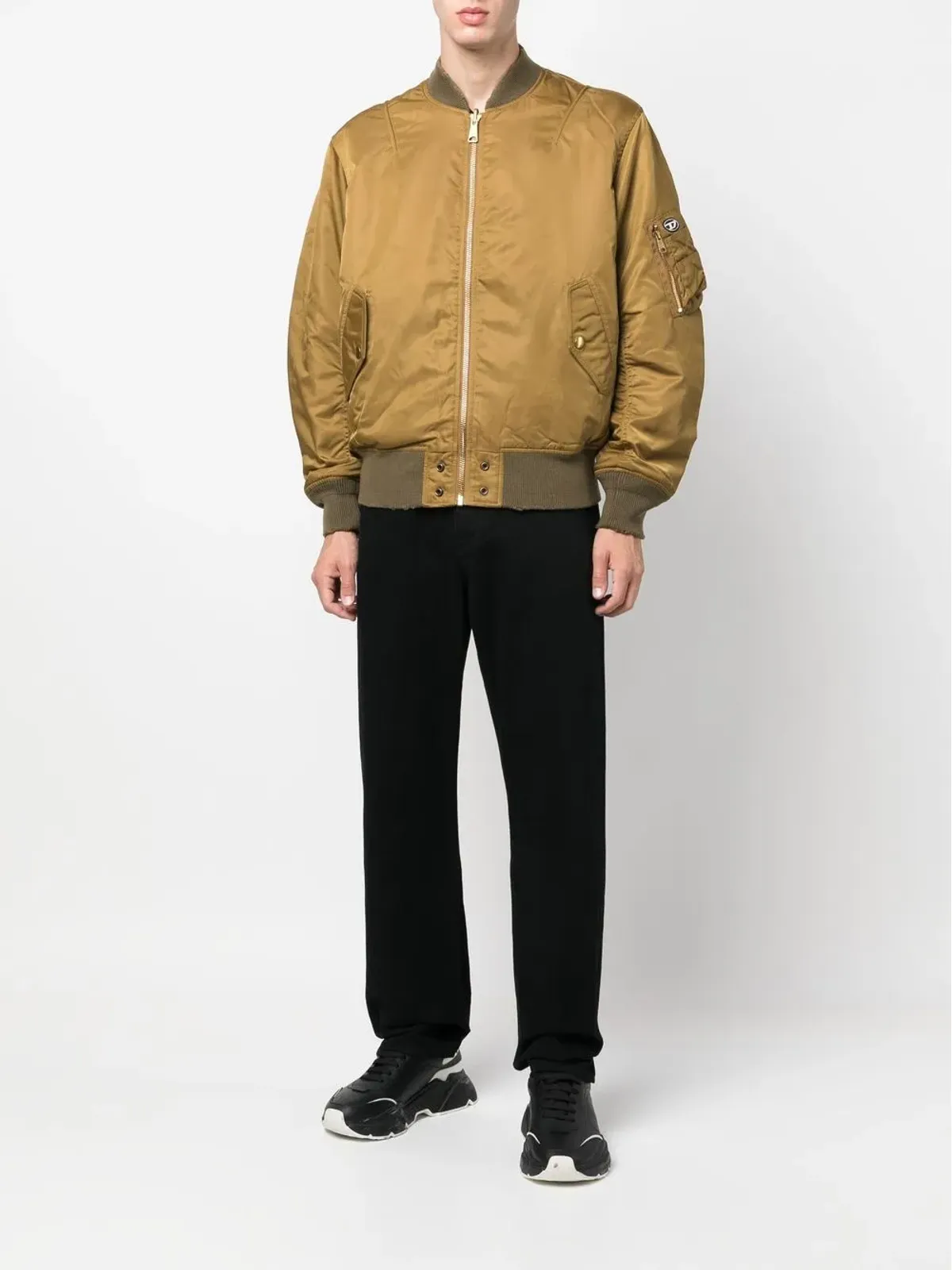 Diesel ロゴパッチ ジップフロントジャケット グリーン - 画像2