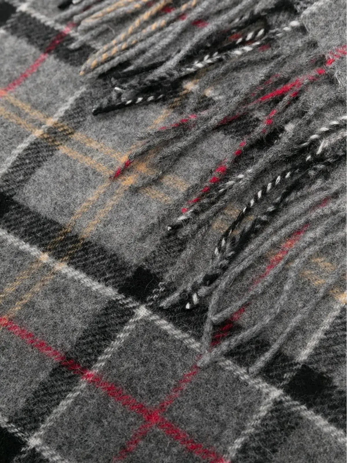 Barbour フリンジ付きタータンラムズウールスカーフ - 画像2