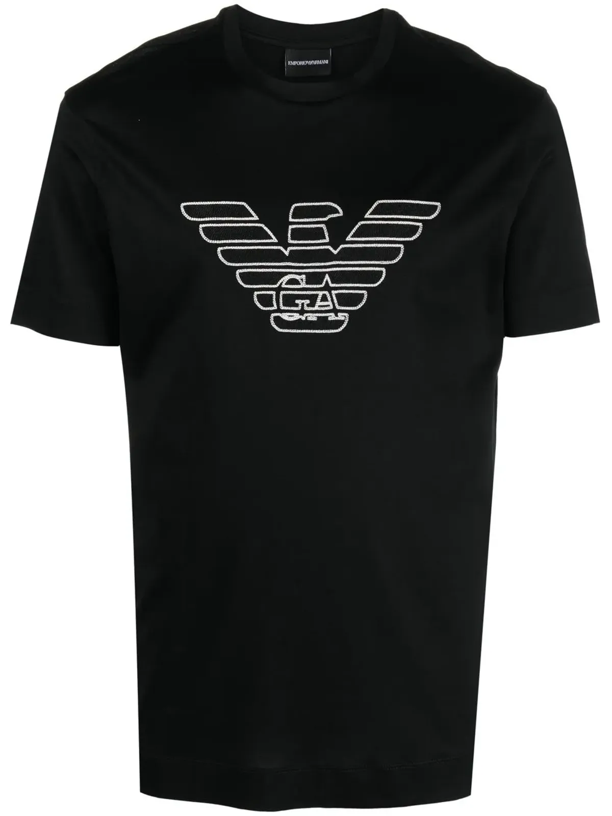 Emporio Armani ロゴ刺繍 クルーネック Tシャツ - ブラック - 画像1