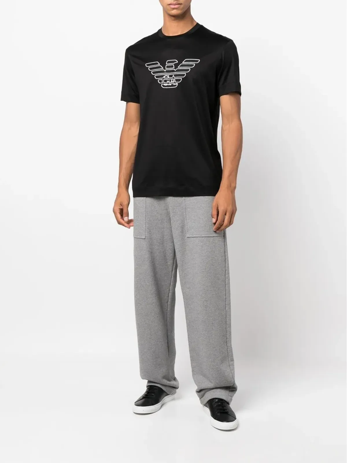 Emporio Armani ロゴ刺繍 クルーネック Tシャツ - ブラック - 画像2