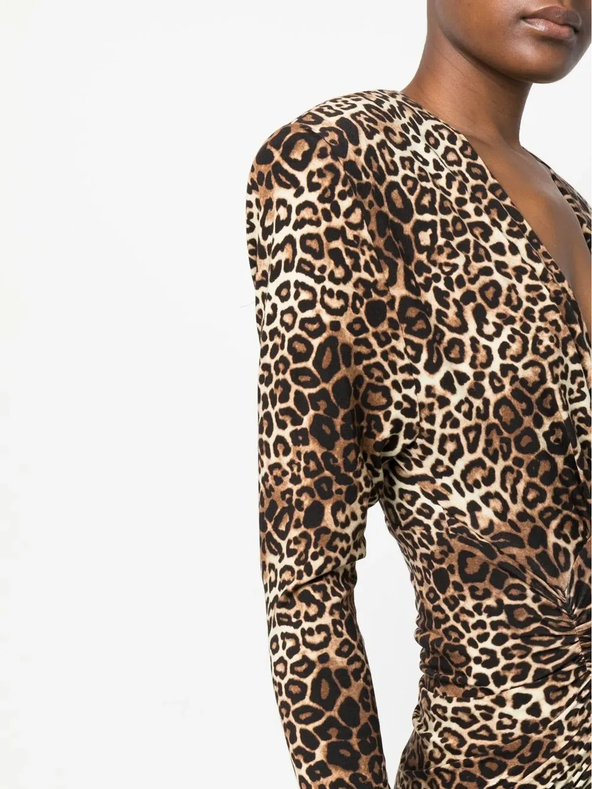 Alexandre Vauthier レオパードプリント Vネック ミニドレス - 画像5