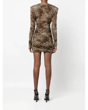 Alexandre Vauthier レオパードプリント Vネック ミニドレス - サムネイル4