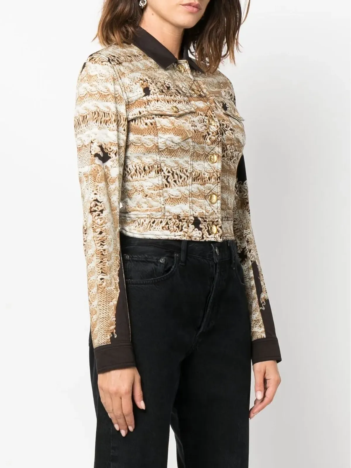John Galliano Pre-Owned ウーブンプリント クロップドジャケット - 画像3