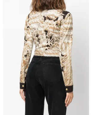 John Galliano Pre-Owned ウーブンプリント クロップドジャケット - サムネイル4