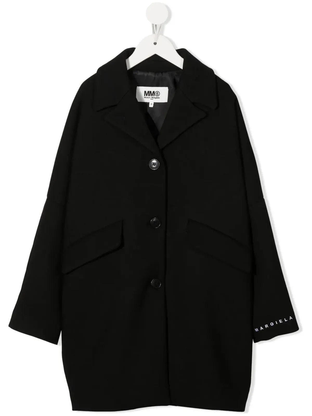 MM6 Maison Margiela Kids ロゴプリント シングルブレスト コート ブラック - 画像1