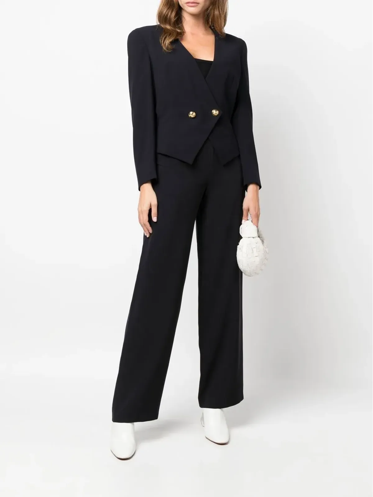 Giorgio Armani Pre-Owned 1990年代 ハイウエスト ワイドレッグ トラウザーズ - ブラック - 画像2