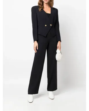 Giorgio Armani Pre-Owned 1990年代 ハイウエスト ワイドレッグ トラウザーズ - ブラック - サムネイル2