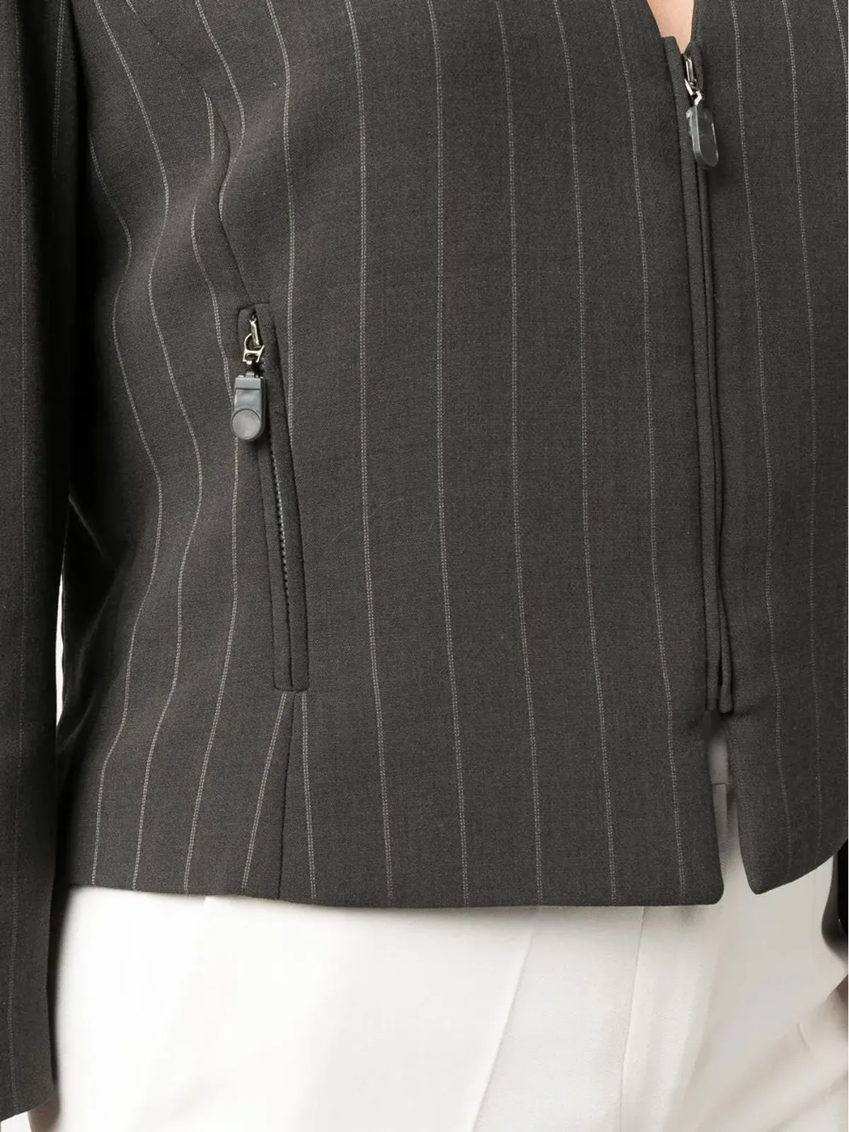 Giorgio Armani Pre-Owned 1990年代ピンストライプ Vネックジャケット - グレー - 画像5