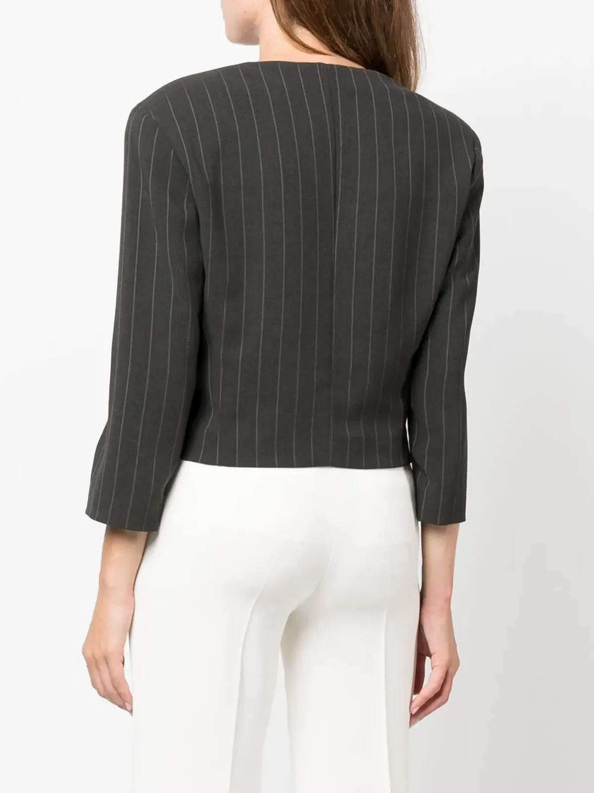 Giorgio Armani Pre-Owned 1990年代ピンストライプ Vネックジャケット - グレー - 画像4