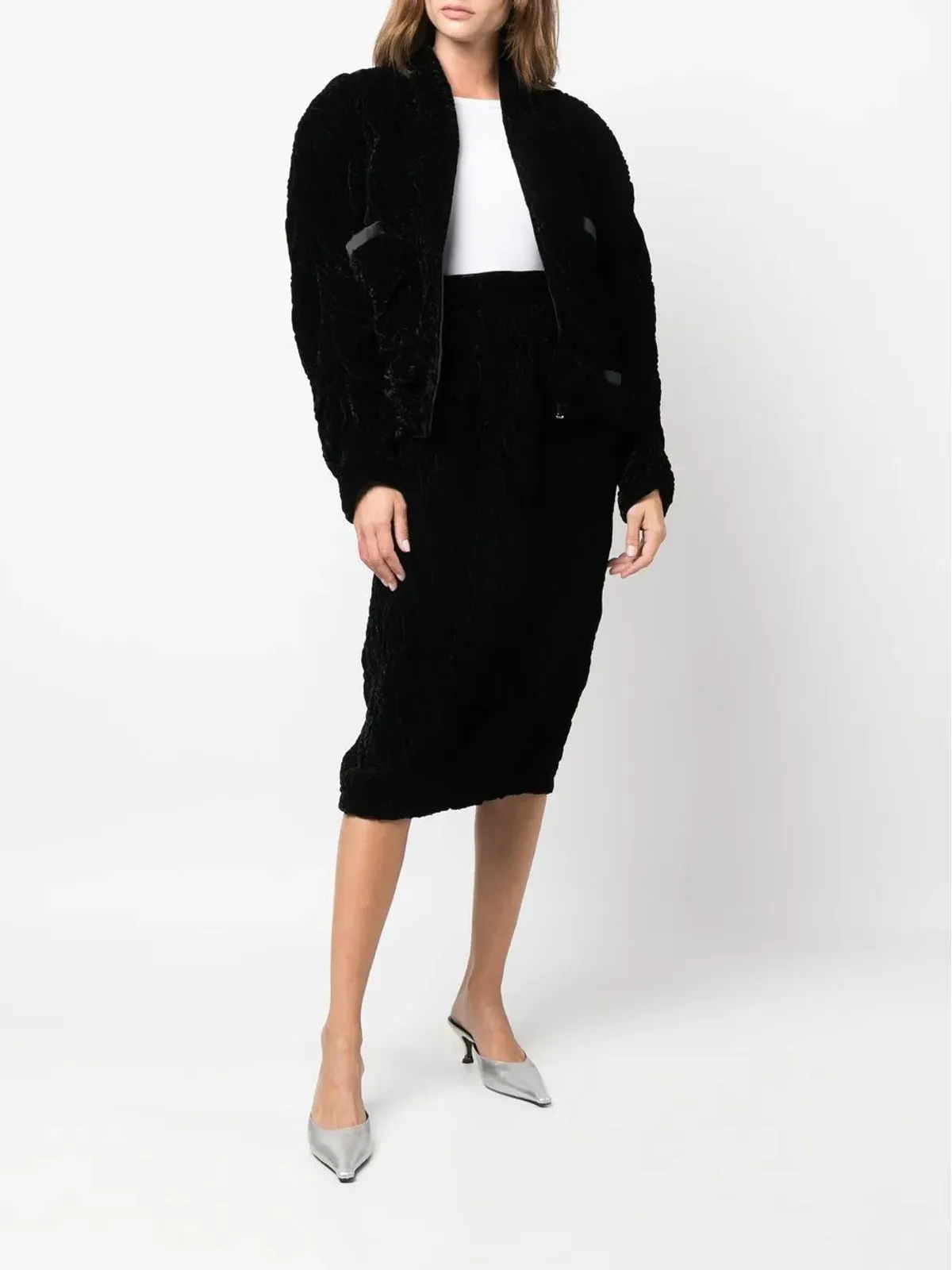 Versace Pre-Owned 1980s ベルベットパッド入りスカートスーツ - 画像2