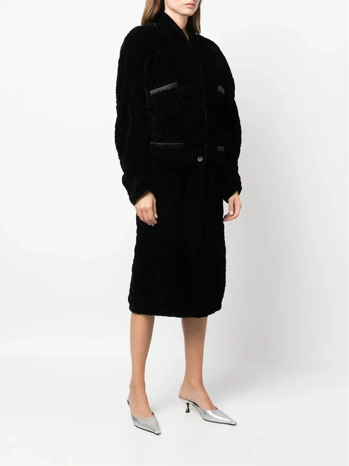 Versace Pre-Owned 1980s ベルベットパッド入りスカートスーツ - 画像3
