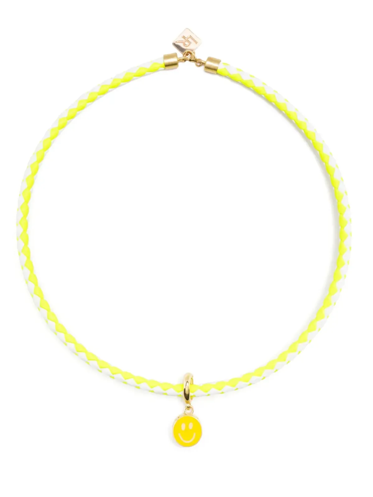 Lauren Rubinski 14kt yellow gold smiley face cord necklace - White - 画像3