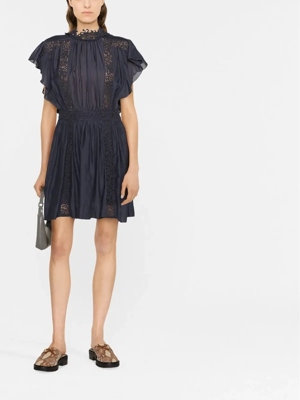 MARANT ÉTOILE レースパネル付きショートスリーブドレス - 画像2