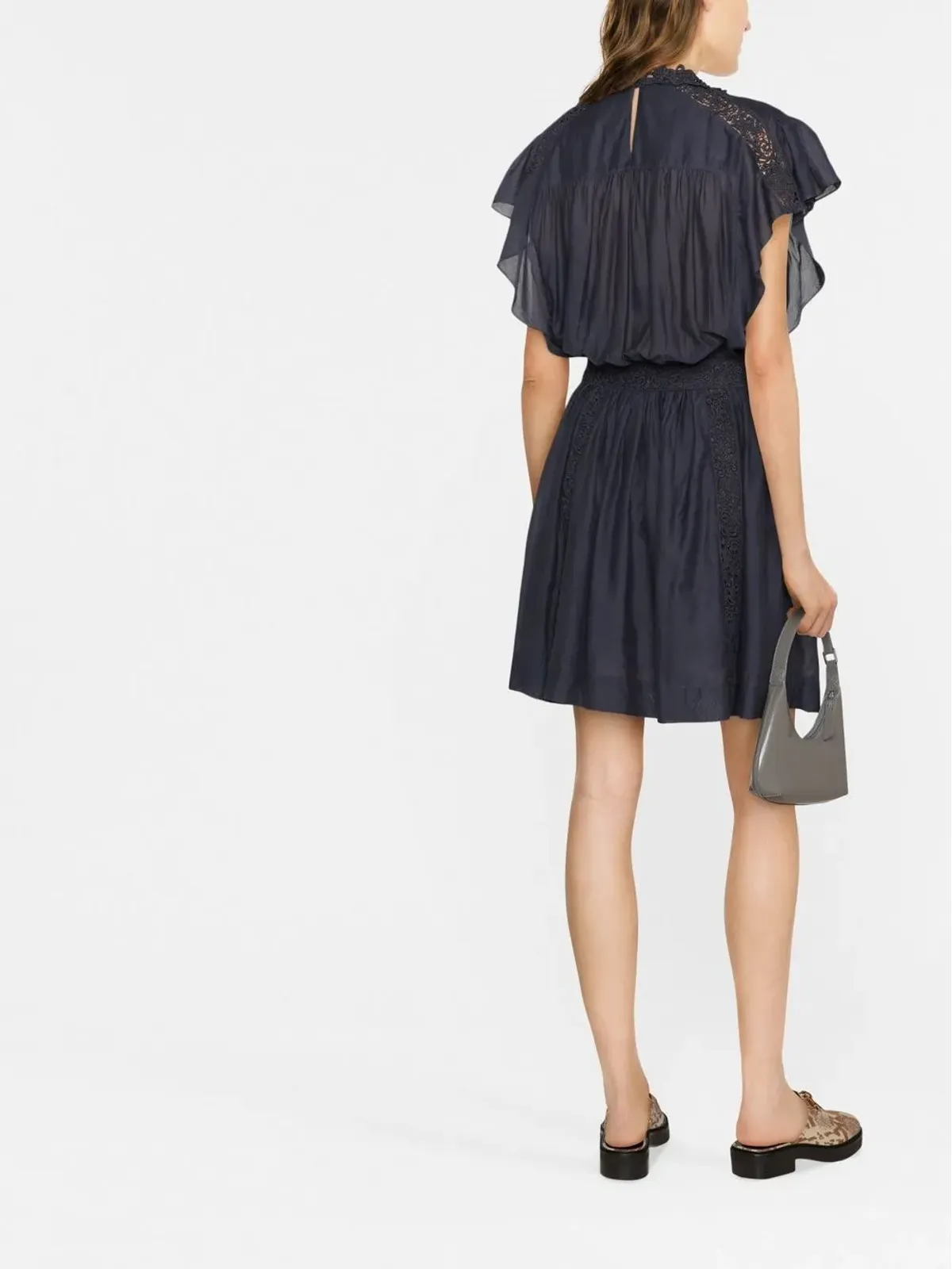 MARANT ÉTOILE レースパネル付きショートスリーブドレス - 画像3