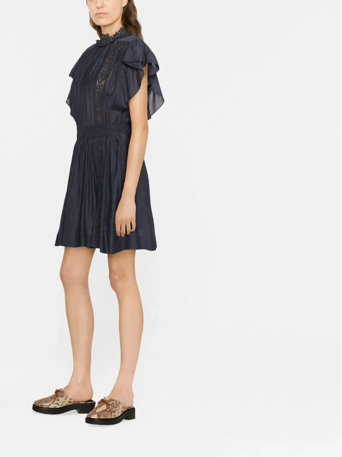 MARANT ÉTOILE レースパネル付きショートスリーブドレス - 画像4