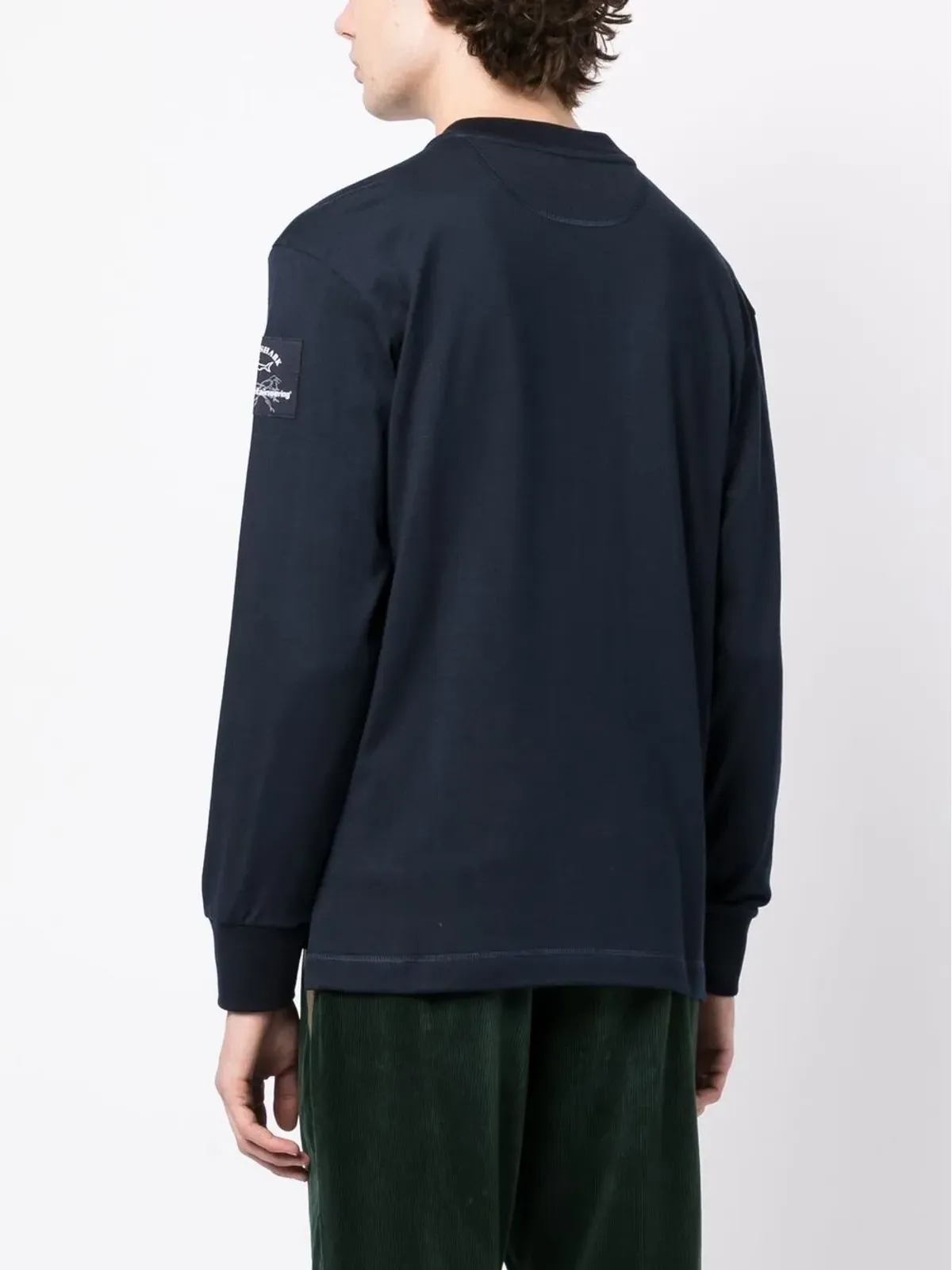 White Mountaineering ロゴプリント入りパネルTシャツ - ブルー - 画像4