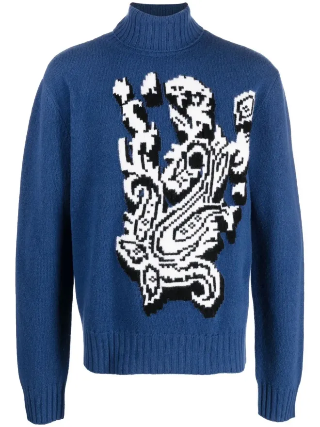 ETRO ETRO ペイズリー柄ニット ロールネック ジャンパー - ブルーの商品画像