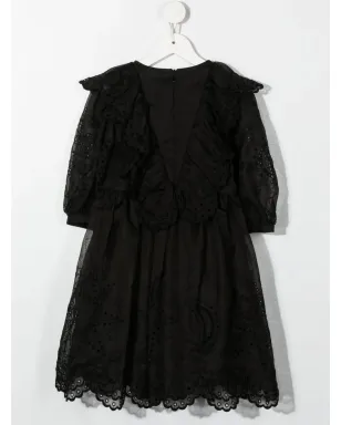 Stella McCartney Kids Shooting Star 刺繍入りシルクドレス ブラック - サムネイル2