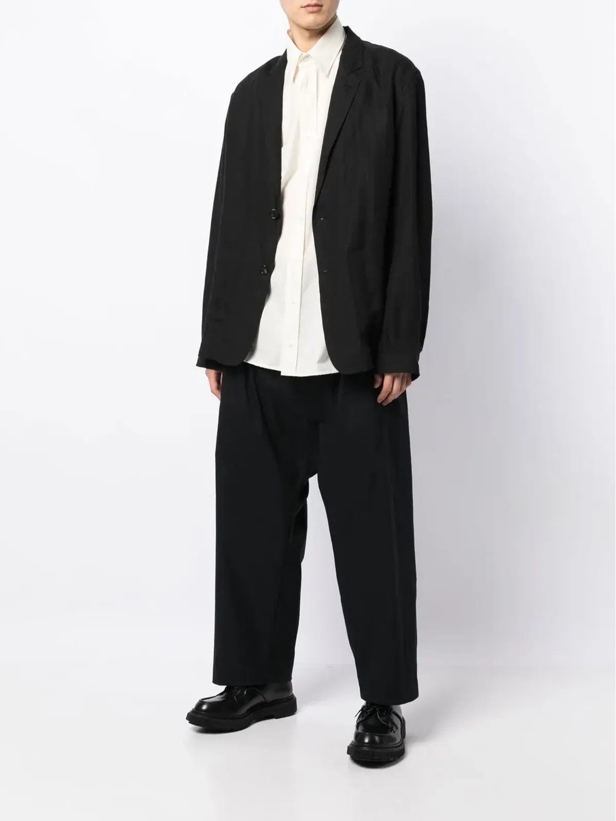 Comme des Garçons Homme Plus ルーズフィットプリーツディテールパンツ - ブラック - 画像2