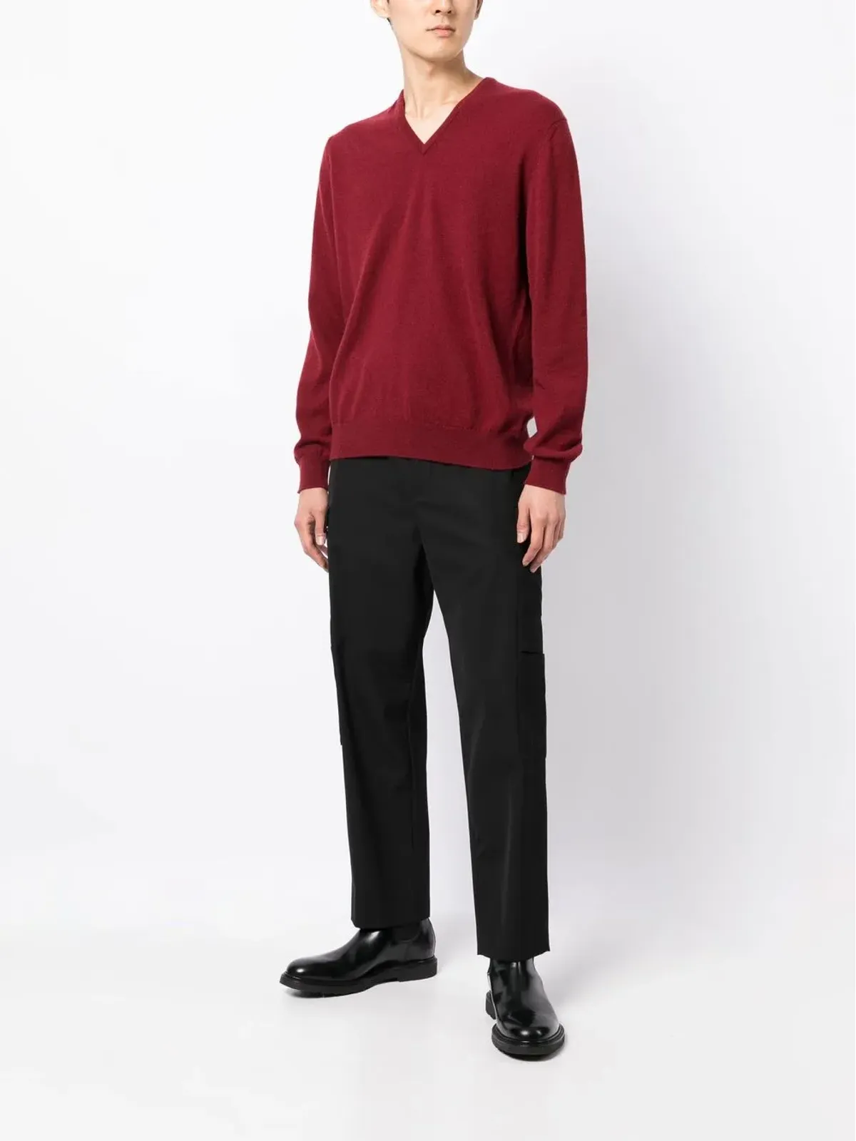 Leathersmith of London V-neck knit jumper - Red - 画像2