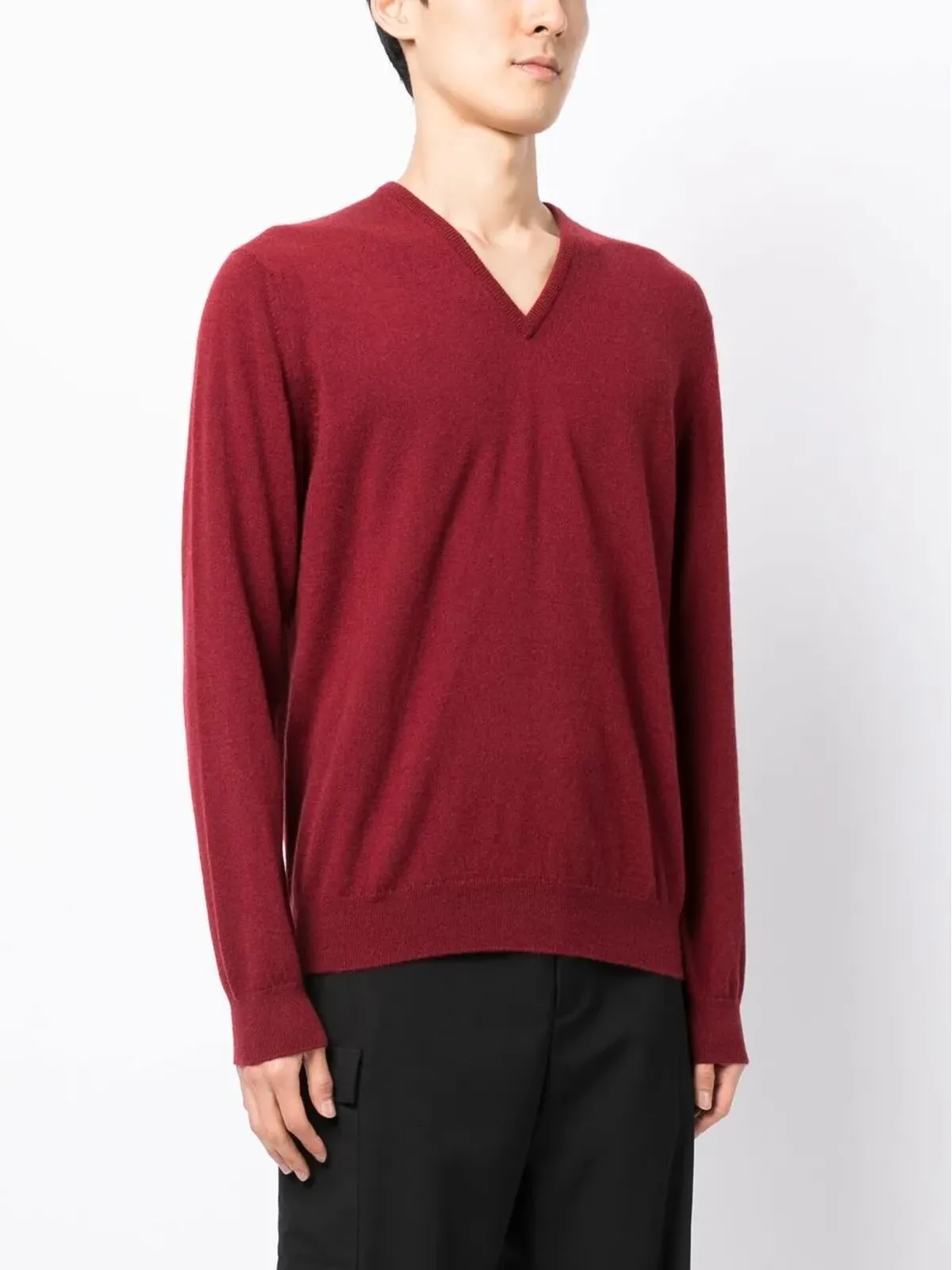 Leathersmith of London V-neck knit jumper - Red - 画像3