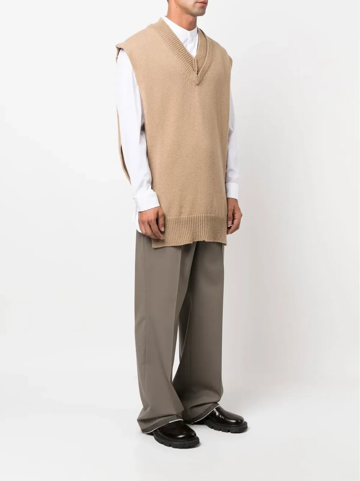 Maison Margiela レイヤードVネックベスト - ブラウン - 画像3