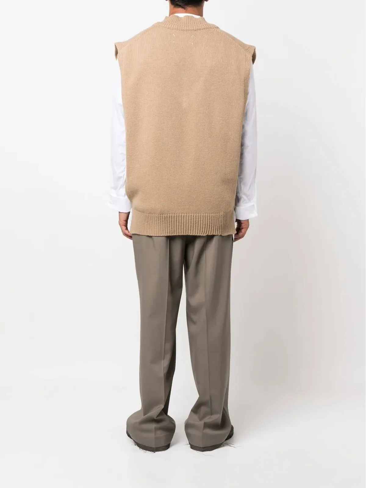 Maison Margiela レイヤードVネックベスト - ブラウン - 画像4