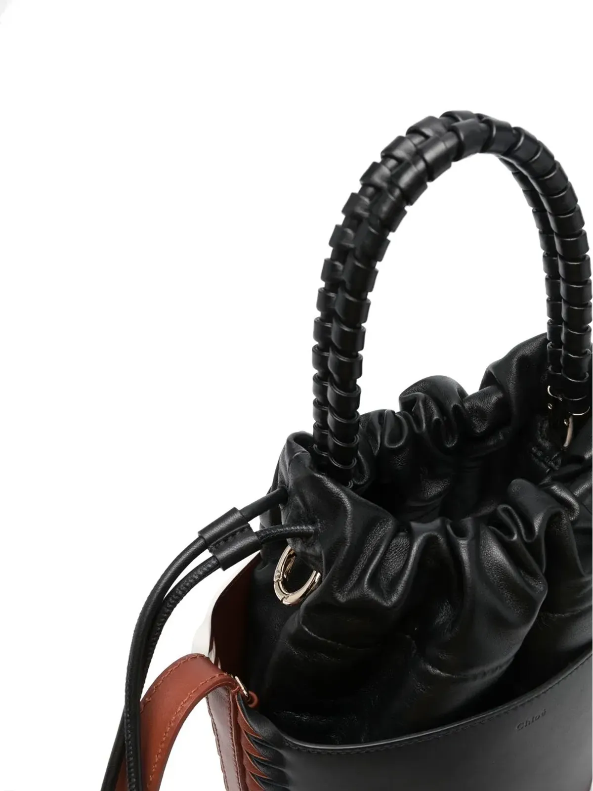 Chloé カラーブロック レザー バケットバッグ - ブラック - 画像4