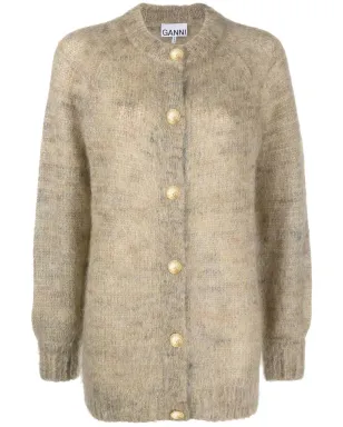 GANNI ブラッシュドエフェクト クルーネック カーディガン - サムネイル1