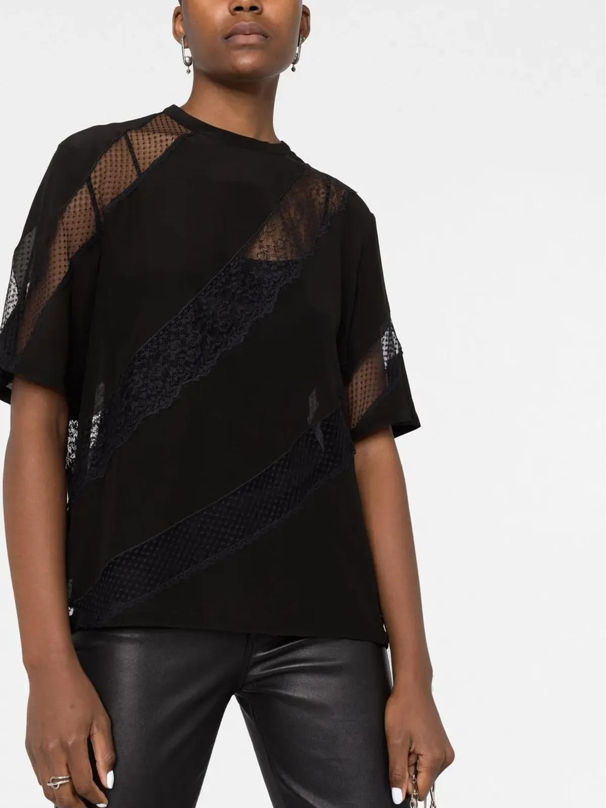 Elie Saab レースパネルドTシャツ - 画像5