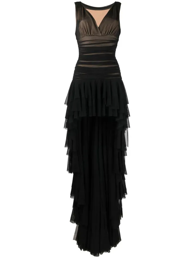 Norma Kamali Norma Kamali Tara shirred high-low gownの商品画像