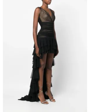 Norma Kamali Tara shirred high-low gown - サムネイル3