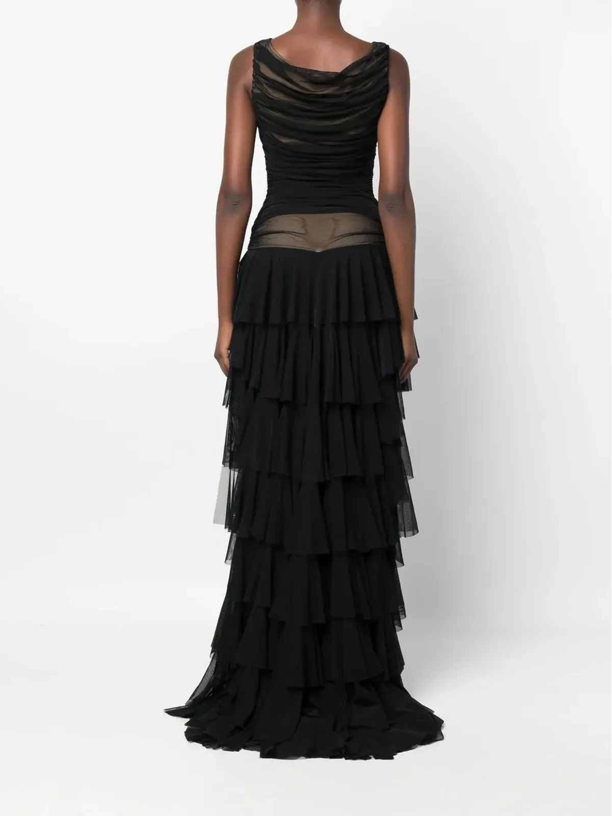 Norma Kamali Tara shirred high-low gown - 画像4