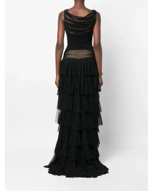 Norma Kamali Tara shirred high-low gown - サムネイル4