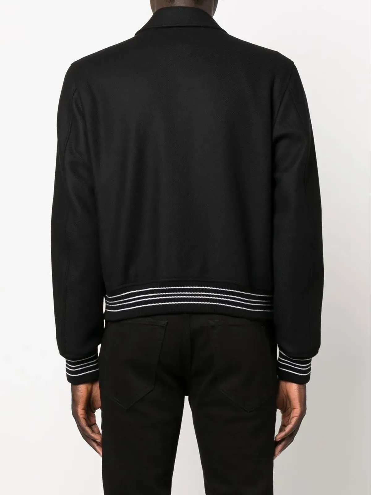 AMIRI ボーンズ ヴァーシティ アップリケ ウール混紡 ボンバー ジャケット - 画像4