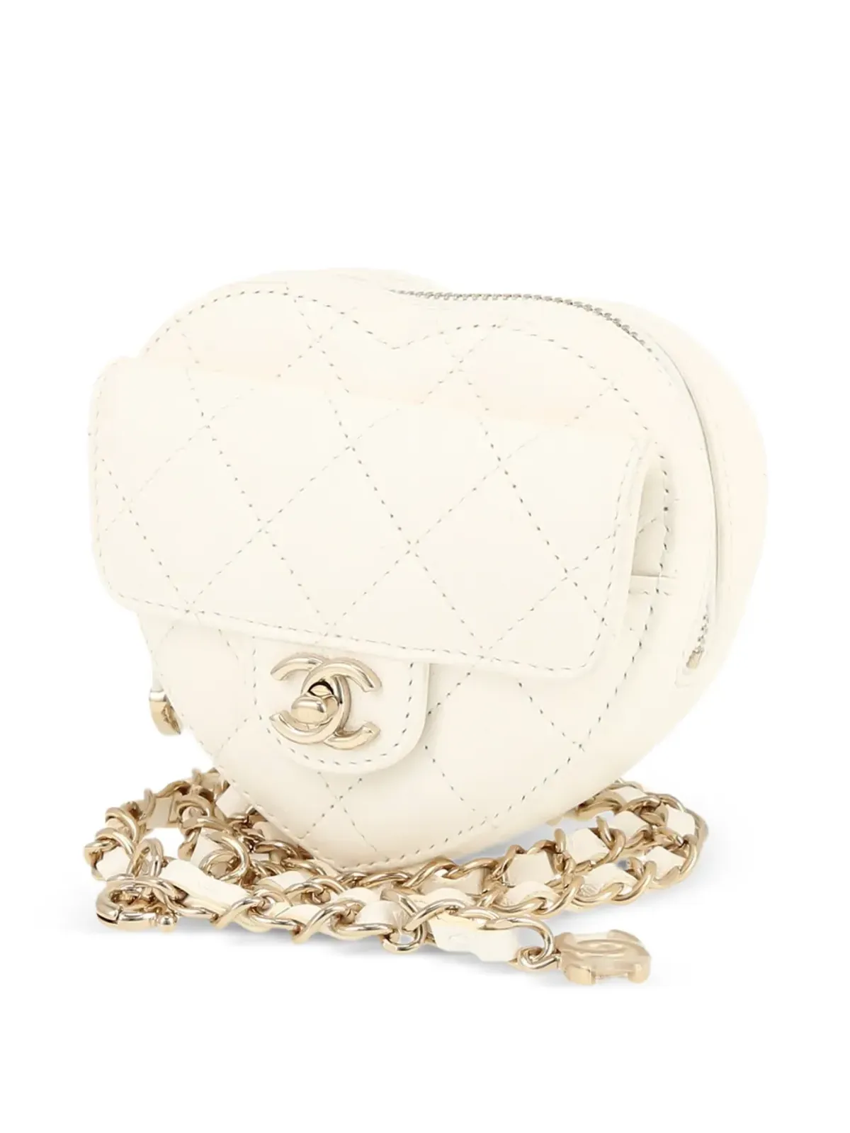 CHANEL ビンテージ 2022 ハート クラッチベルトバッグ - ホワイト - 画像3