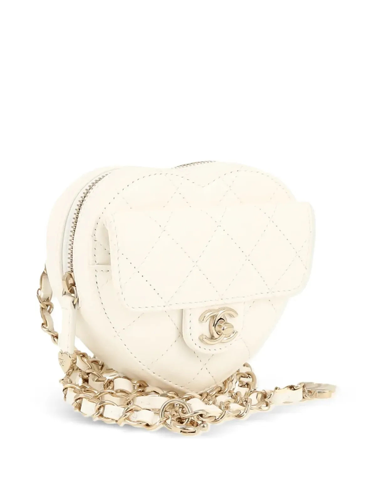 CHANEL ビンテージ 2022 ハート クラッチベルトバッグ - ホワイト - 画像4