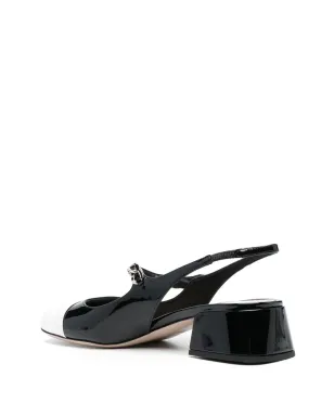 Miu Miu スリングバック バレリーナパンプス ブラック - サムネイル3