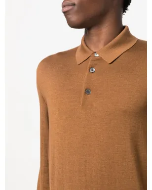 Zegna カシミア混紡ニット長袖ポロシャツ - ブラウン - サムネイル5
