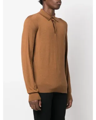 Zegna カシミア混紡ニット長袖ポロシャツ - ブラウン - サムネイル3