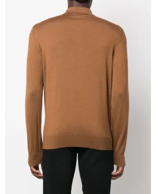 Zegna カシミア混紡ニット長袖ポロシャツ - ブラウン - サムネイル4
